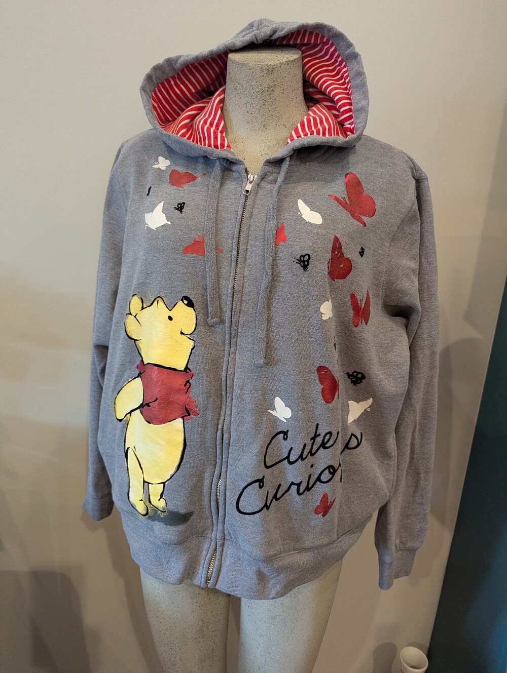 The Disney Store Winnie the Pooh & Eyore Full Zip Women’s Hoody Gray Women’s 2XL